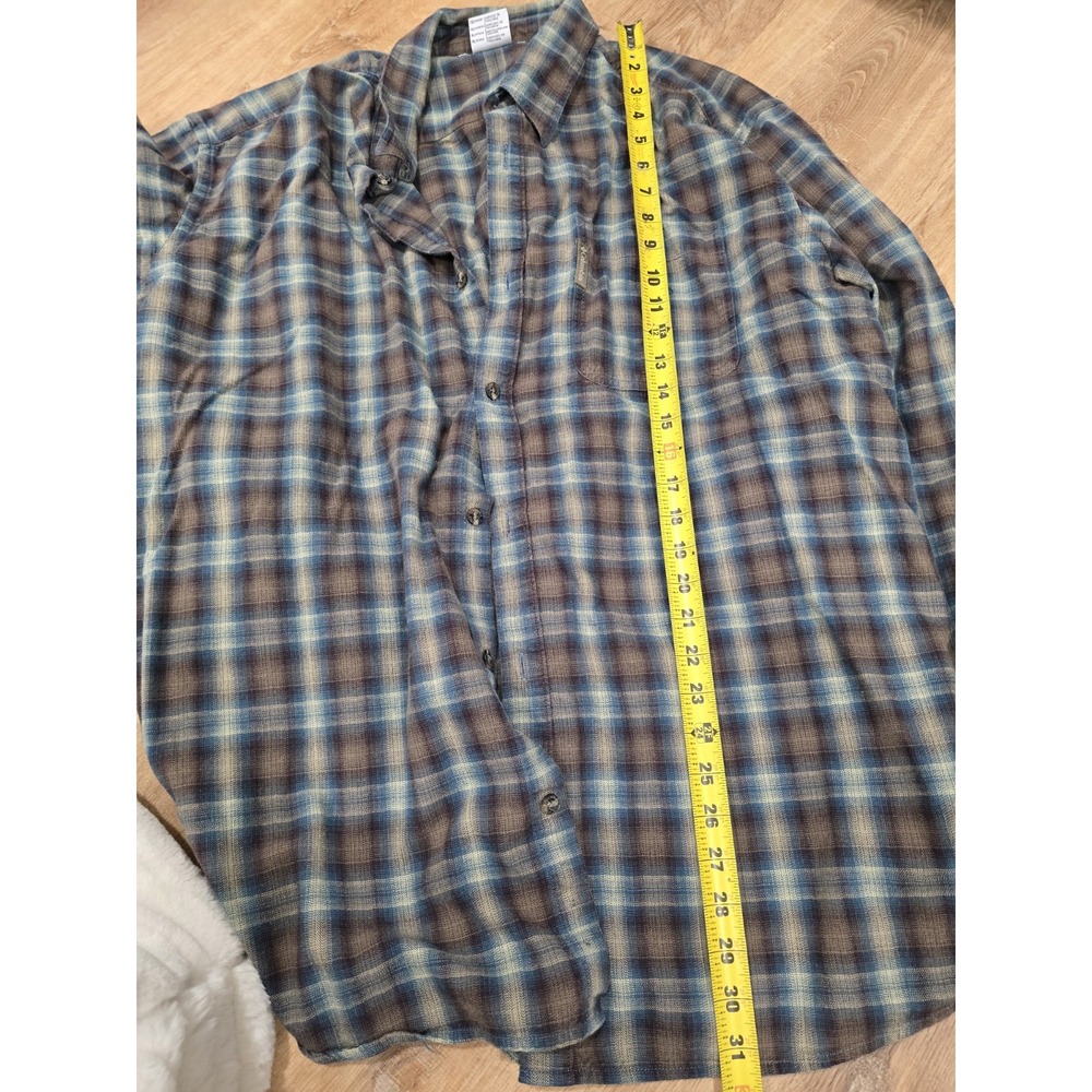 Columbia Men's XL Plaid Long Sleeve Flannel Shirt - Blue/Brown Outdoor Casual
